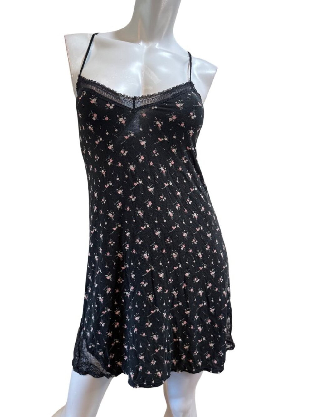 Lacey Strappy Mesh Coquette Floral Dainty Dreamy Whimsigoth Slip Dress XS